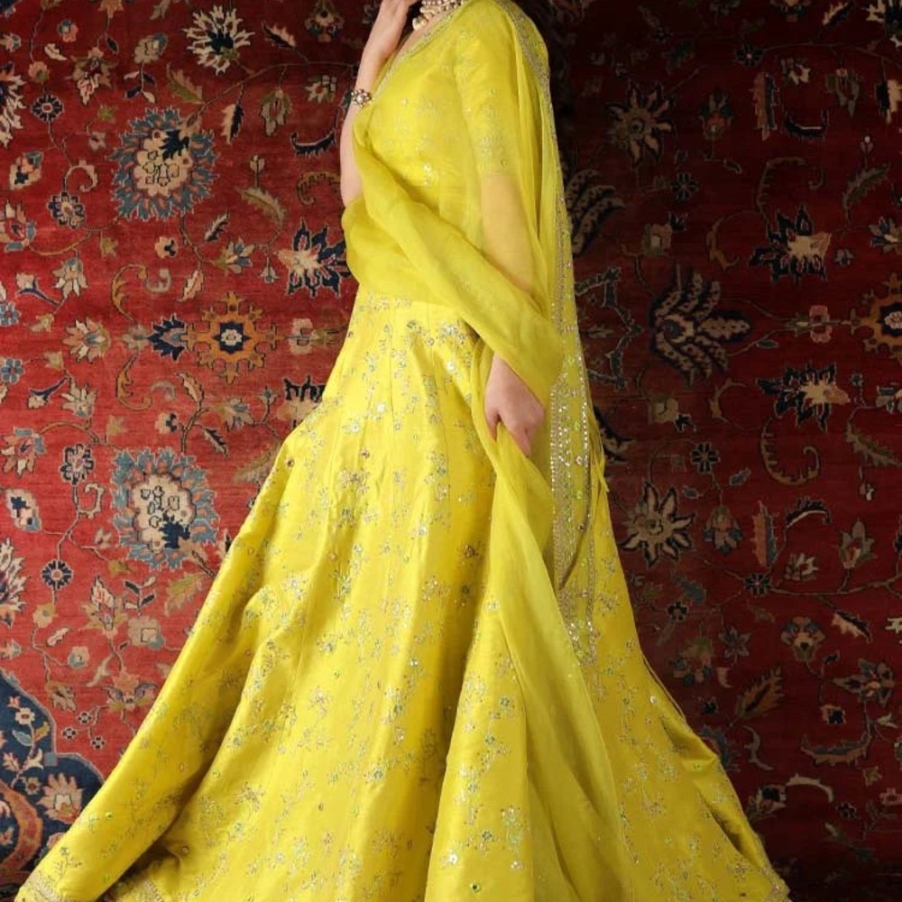 Neon yellow Waqas Shah lehenga choli Pakistani/Indian style